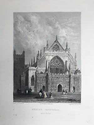 £7.99 • Buy 1837 Antique Print; Exeter Cathedral, West Front, Devon After Garland 