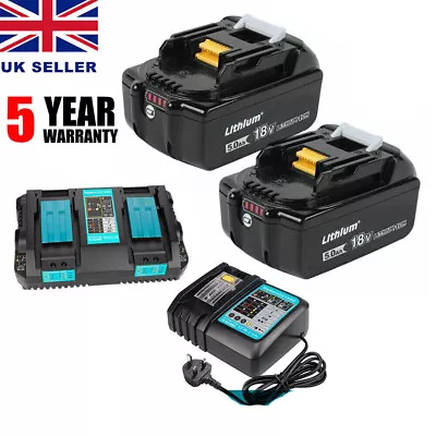 UK For Makita 18V 5.0Ah LXT Li-ion Battery BL1830 BL1840 BL1850 BL1860 / Charger • £32.89