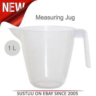 Whitefurze Measuring Jug Clear Plastic - 1 Litre│For Measuring All Liquids • $49.01