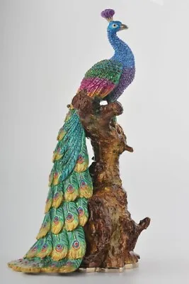 Keren Kopal Large Peacock On A Tree  Trinket Decorated With Austrian Crystals • $490