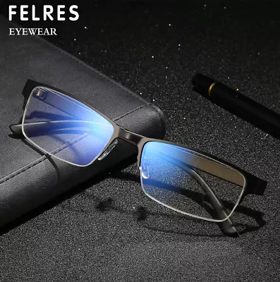 Half Frame Anti Blue Light Myopia Nearsighted Glasses Men Retro Business Glasses • $7.59