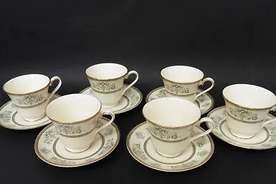 Minton Fine Bone China Henley Pattern Set Of 6 Cups & Saucers • £24.95