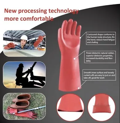 Insulating Gloves For High Voltage Electrical Work 1.8Mm-Thickness Protective Gl • $36