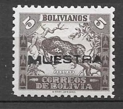 BOLIVIA 1939 Sc #268 5 Bolivianos Jaguar MUESTRA SPECIMEN Stamp MNH • $5.99