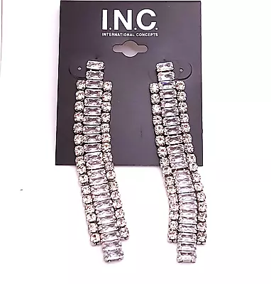 INC International Concept Silver Tone Sparking Paved Dangle/Drop Earrings • $10.50