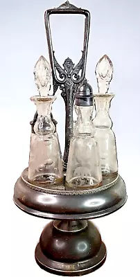 Antique Victorian Middletown Plate Co Cruet Set-Quadruple Plate 5 Piece Vintage • $59.50