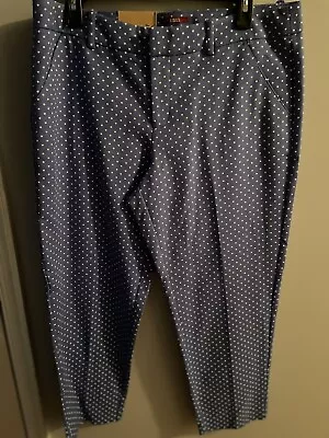 NWT Merona Periwinkle White Polka Dot Cropped Pants Size Women's 14 • $4.99