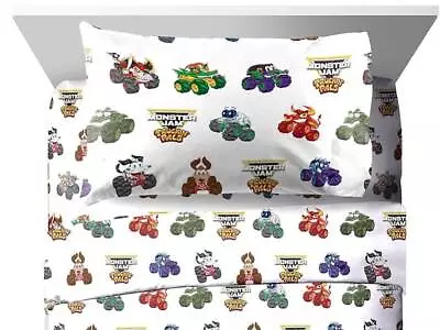 Monster Jam  Truckin' Pals  Kids Microfiber Sheet Set-AB08MVB7VPD6 • $46.95