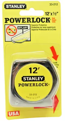 Vintage 1995 STANLEY 12'x1/2  Powerlock Tape Rule Measure 33-212 (PL12) USA NOS • $19.99