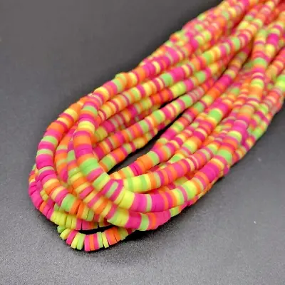 £3.40 • Buy Polymer Clay Beads For Jewellery Making 4mm Neon Heishi Disc Beads ~400pcs
