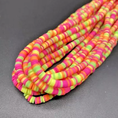 £3.40 • Buy Polymer Clay Beads For Jewellery Making 4mm Neon Heishi Disc Beads ~400pcs