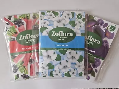 Zoflora Scented Sachets Eliminates Odours Fresh LinenRhubarbMidnight Blooms • £3.75