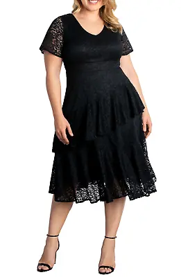 Kiyonna Plus Size Lace Affair Cocktail Dress MSRP $178 8B 1618 • $29.96