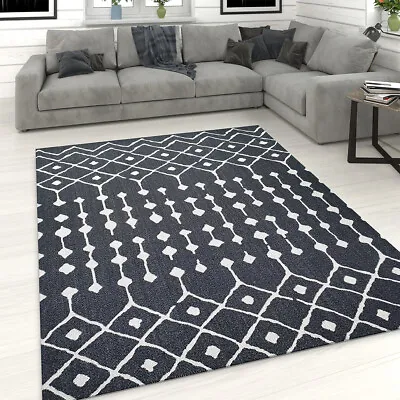 Washable Cotton Rug Black White Cream Large Small Runner Living Room Bedroom Mat • £15.99