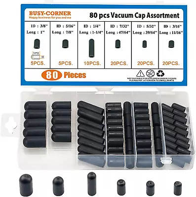 80 Pieces Vacuum Cap Assortment Rubber Dropper ID From 5/32  To 3/8 • $9.19