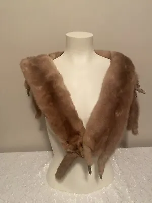 Vintage Glam Mink Collar Shawl 4 Pelts Brown Mink. • $24.99