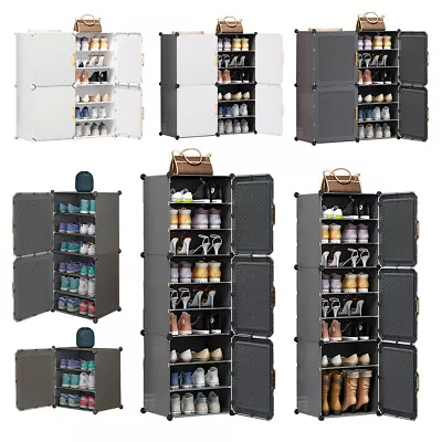 Dustproof Shoe Rack Storage Cabinet Cupboard Footwear Stand Shelf Unit With Door • £12.94