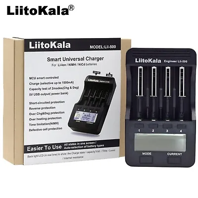 LiitoKala Lii-500 4 Slots Smart Lithium Li-ion Ni-MH Ni-Cd Battery Charger S3B6 • $19.48