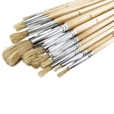 Artists Paint Brush Set 12 Pc Jumbo Craft Wooden Handles Round Head Brush BR016 • £6.45