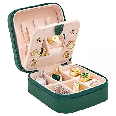  Travel Jewelry Case And Organizer With Mirror - Gift For Women And Girls Green • $12.84