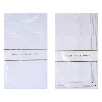Pack Of 20 Mens Hankies Handkerchiefs White Plain Or Borders Cotton Polyester  • £8.99