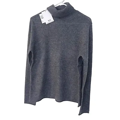 M Magaschoni Womens Cashmere Turtleneck Sweater Gray Size XL Pullover Knit New • $84.84