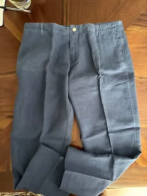 $230 Vilebrequin St Tropez Men’s Blue Linen Trousers Pants Large L Moorea • $45