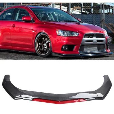 For Mitsubishi Lancer 08-15 EVO X 10 Carbon Front Bumper Lip Splitter Body Kit • $69.99