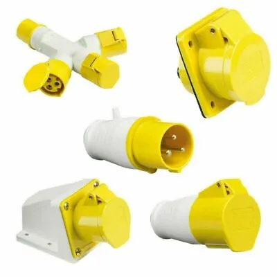 110v 16a 3 Pin Yellow Industrial Plugs & Sockets Cee Form Ip44 Hook-ups  • £5.95