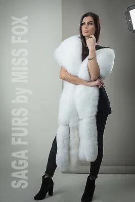 $310 • Buy  Real Pure White Fox Fur Stole Wrap. Extra Large.With 4 Tails