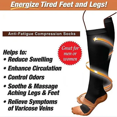 (lot Of 3 Pair) Men Women Miracle Copper Compression Socks Energize Tired Feet • $19.99