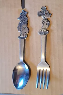 Mickey Mouse & Donald Duck Child’s Fork & Spoon Disney Bonny Stainless Steel B • $14.99