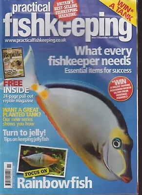 Lipstick Tang Cover Practical Fishkeeping Magazine Nov 2008~Keeping Jellyfish • £2.50