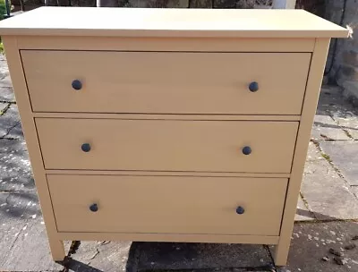IKEA Hemnes-chest Of 3 Drawers Wooden Yellow With Black Handles • £56