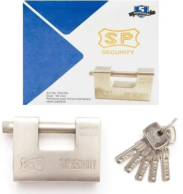 94mm Padlock Heavy Duty Warehouse Garage Container Shutter Security Lock 5 Keys • £9.99