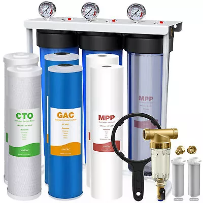 3-Stage 20 X4.5  Big Blue Spin Down Whole House Water Filter System 150000 Gals • $399.99