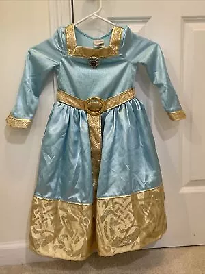 Disney Store Merida Dress Costume Tounament Light Blue Size 2-3 XXS EUC • $45