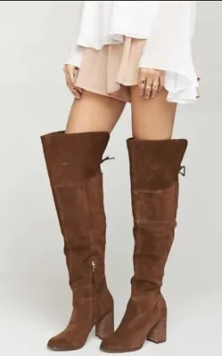 Steve Madden Over The Knee Boots SZ 9.5 Brown Suede Leather Tall Palisade Novela • $44.99