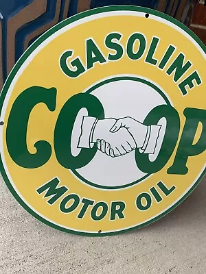 Vintage Style Gasoline CO-OP  Motor  Oil Gas Steel Metal Top Quality Sign • $55