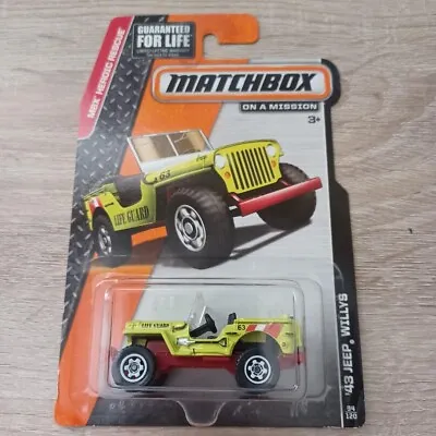 Matchbox 1/64 Diecast On A Mission Yellow 43 Jeep Willys • $3.40