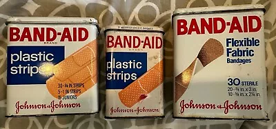 3 - Band-Aid Sheer And Plastic Strips Bandages Metal Tin Empty Boxes Vintage • $7.50