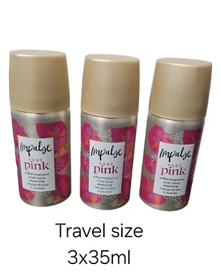 3 X Impulse Very Pink Mini Body Fragrance 35ml - Travel Size Pack Of 3x35ml • £8.49