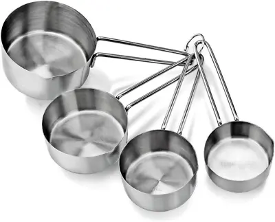 £14.92 • Buy - Measuring Cups - Stainless Steel Measuring Cups Set - 4 Pieces Measuring Spoon