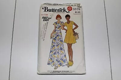 Vintage Butterick 3578 A Line Mini Maxi Flared Dress Pattern Size 7-8 Cut 1970s • $4.99