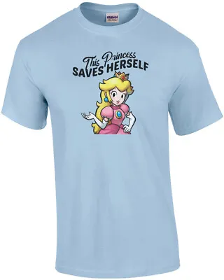 This Princess Saves Herself - Feminist T-shirt - Super Mario Bros T-shirt • $16.99
