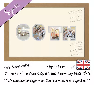 £17.99 • Buy 60th Birthday Diamond Wedding Anniversary Guest Signing Word Photo Frame