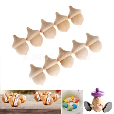 10Pcs Unfinished Wooden Acorns Peg Dolls Wedding Party Ornaments Accessories • $5.12