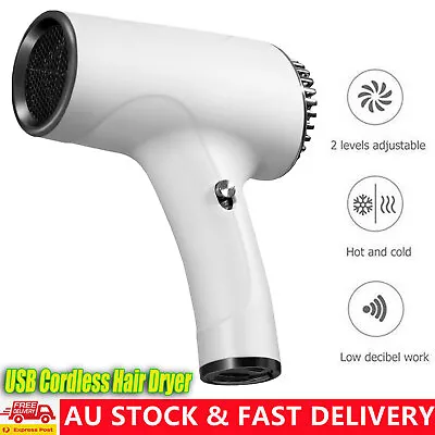 USB Cordless Hair Dryer Smart Versatile Rechargeable Quick Dry Hairdressing Tool • $33.23