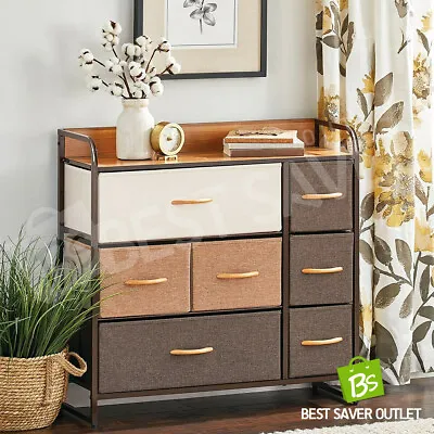 $109.75 • Buy Fabric 7 Chest Of Drawers Storage Cabinet Bedside Table Dresser Tallboy