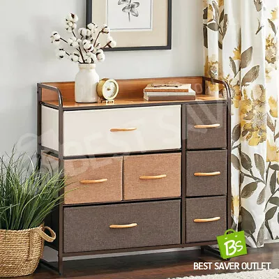 $99.75 • Buy Fabric 7 Chest Of Drawers Storage Cabinet Bedside Table Dresser Tallboy